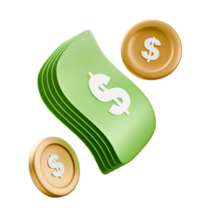 Cash with coins icon