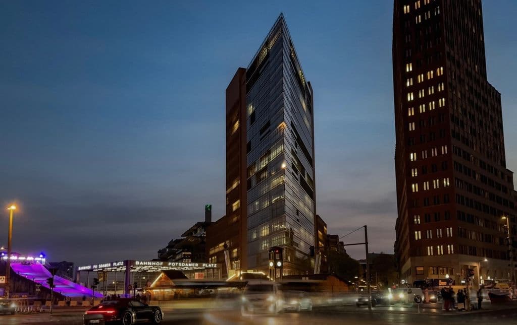 Night view of Potsdamer Platz in Berlin, by Marina Endzhirgli