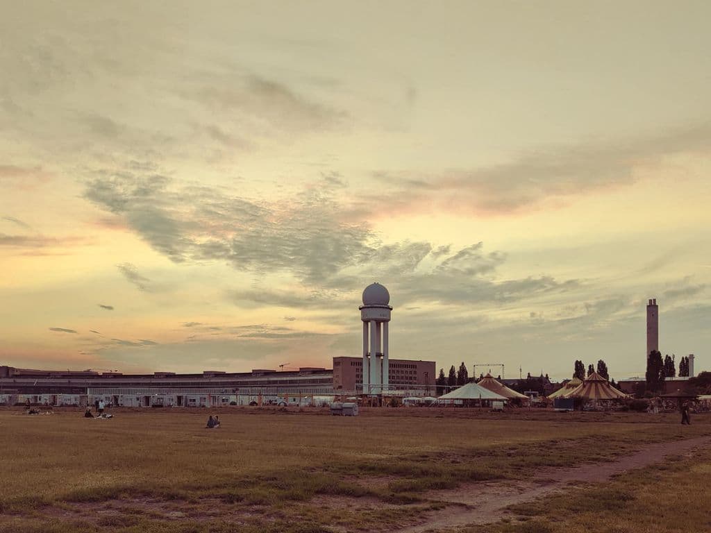 Sunset over Tempelhofer Feld in Berlin, by April Choitz