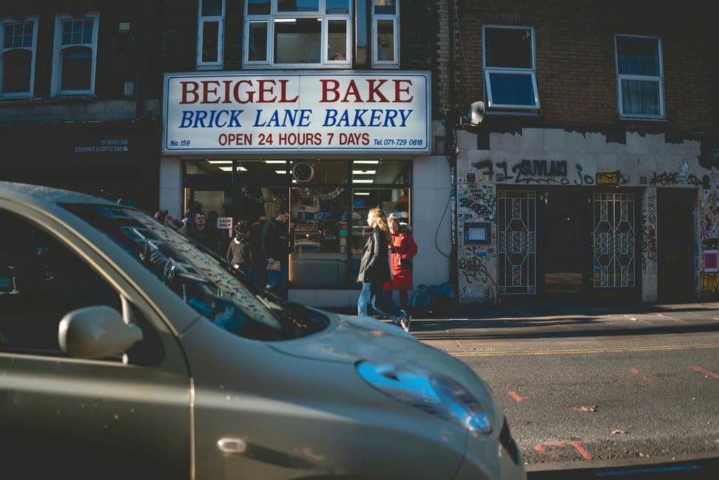 Brick Lane Beigel Bake storefront in London, by Simon Tartarotti