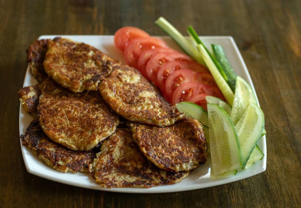 Crisp potato pancakes with vegetables, by Natalia Gusakova