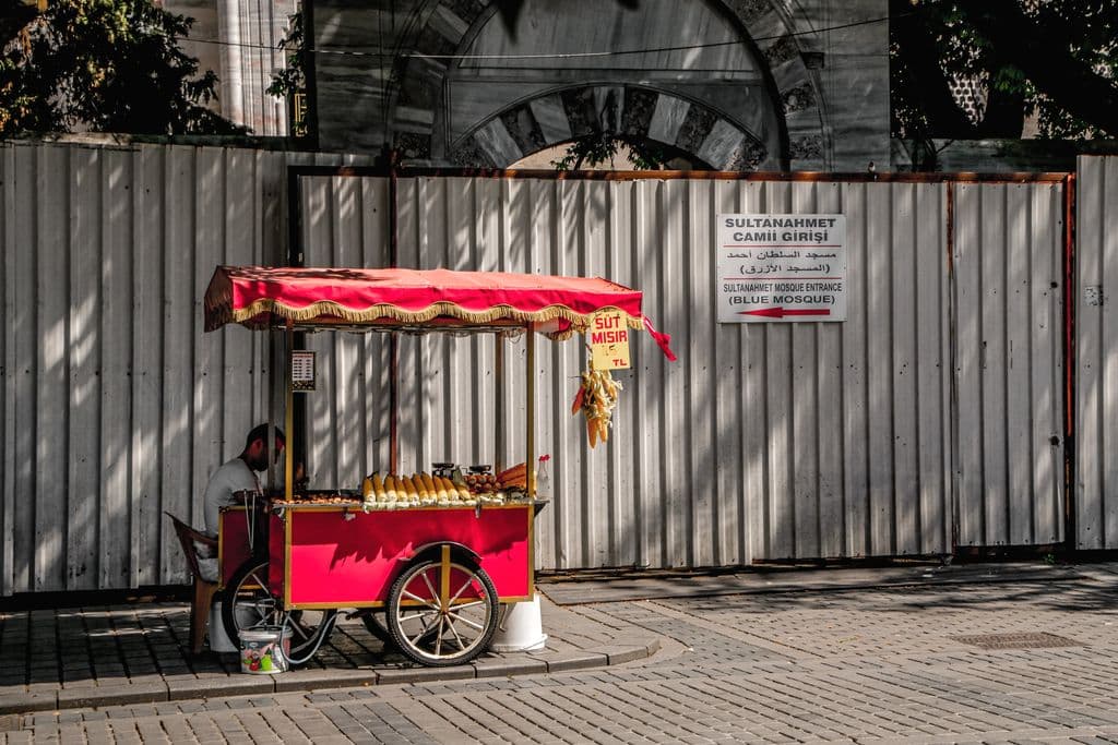Street corn cart near the Blue Mosque in Istanbul, by İrem Mert