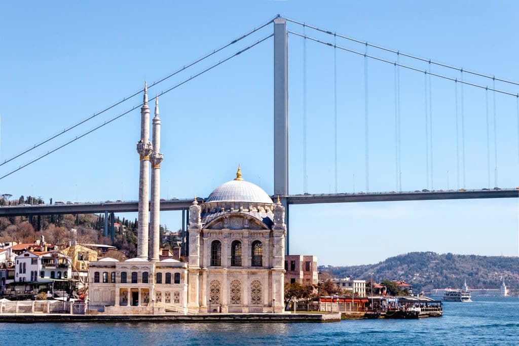 Ortaköy Mosque beside the Bosphorus Bridge in Istanbul, by Denitsa Kireva