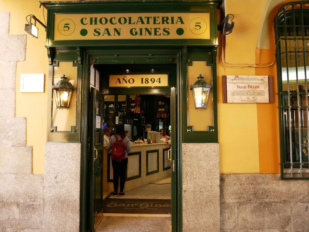 Churros and hot chocolate at Chocolatería San Ginés in Madrid