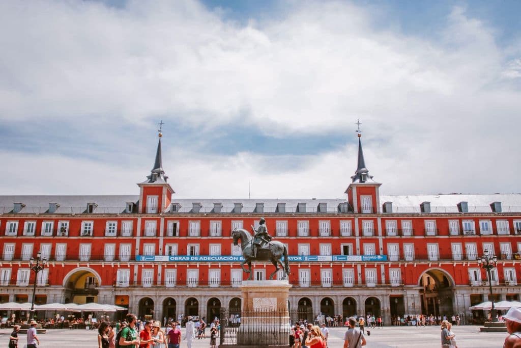 Plaza Mayor in Madrid with historic arcades, by Luis Quintero