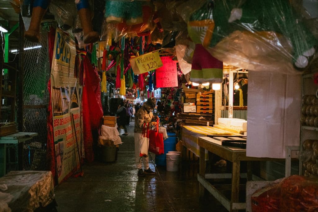 Bustling market scene in Ciudad de México, by Dafne Aranda