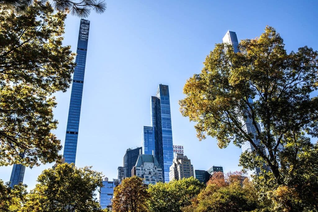 Central Park paths and skyline in New York City, by Louis