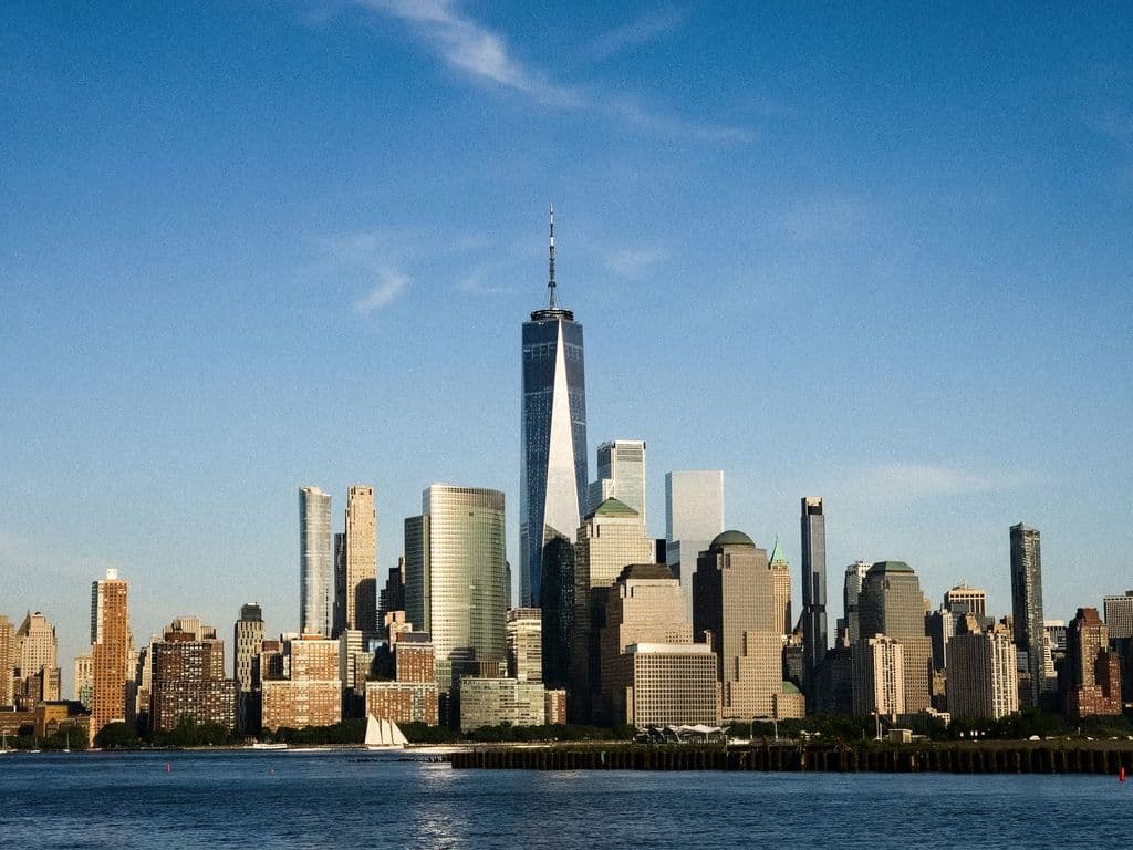 One World Trade Center and lower Manhattan skyline, by Sahil Raut
