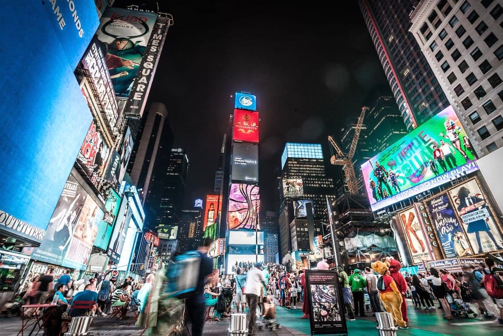 Times Square lights in New York City, by Holger J. Bub