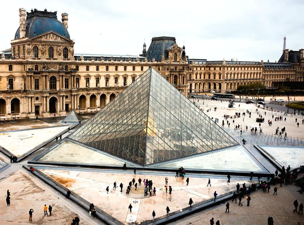 Louvre Pyramid and museum courtyard in Paris, by Jorge Martínez