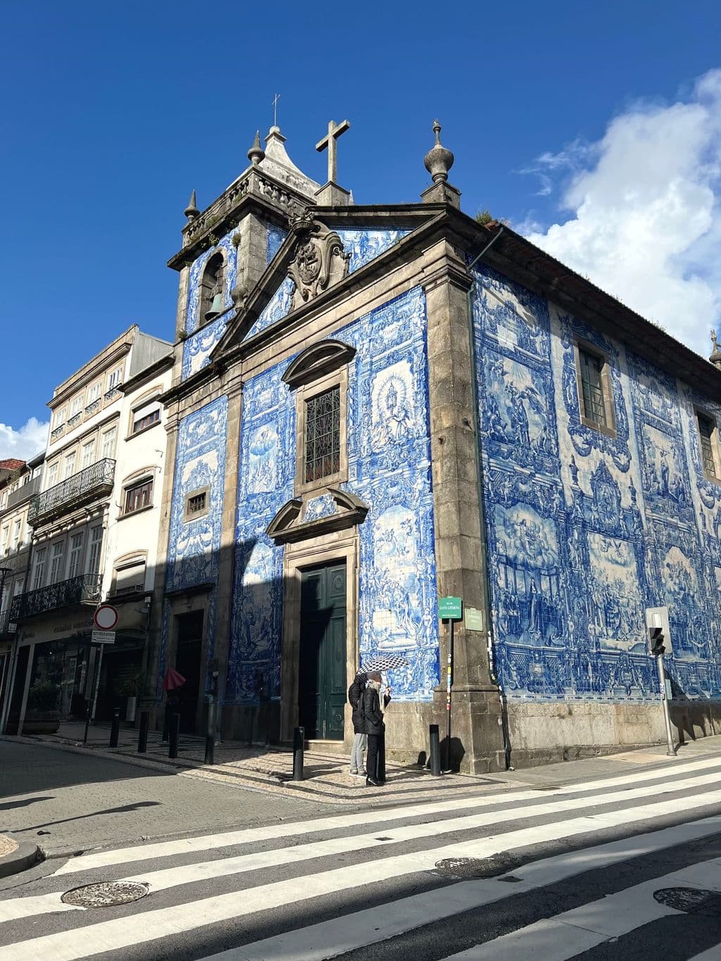 Blue azulejo facade of Capela das Almas in Porto, by maria Chaile