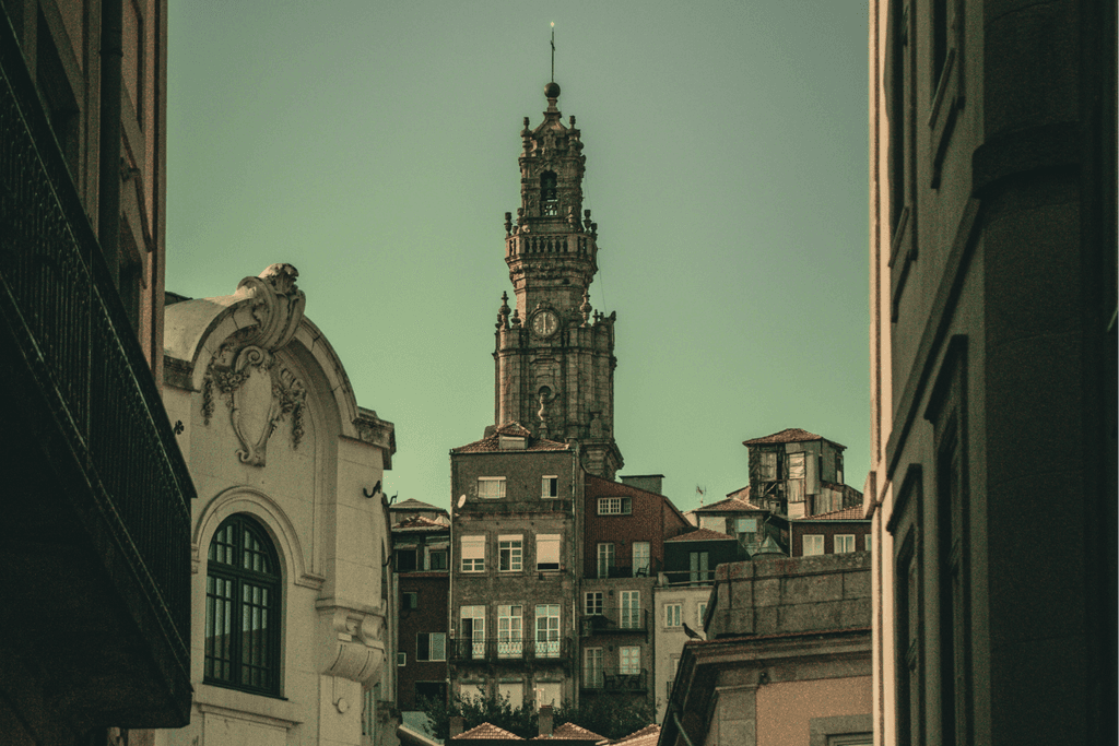 Clérigos Tower above Porto’s historic skyline, by Andres Oropeza