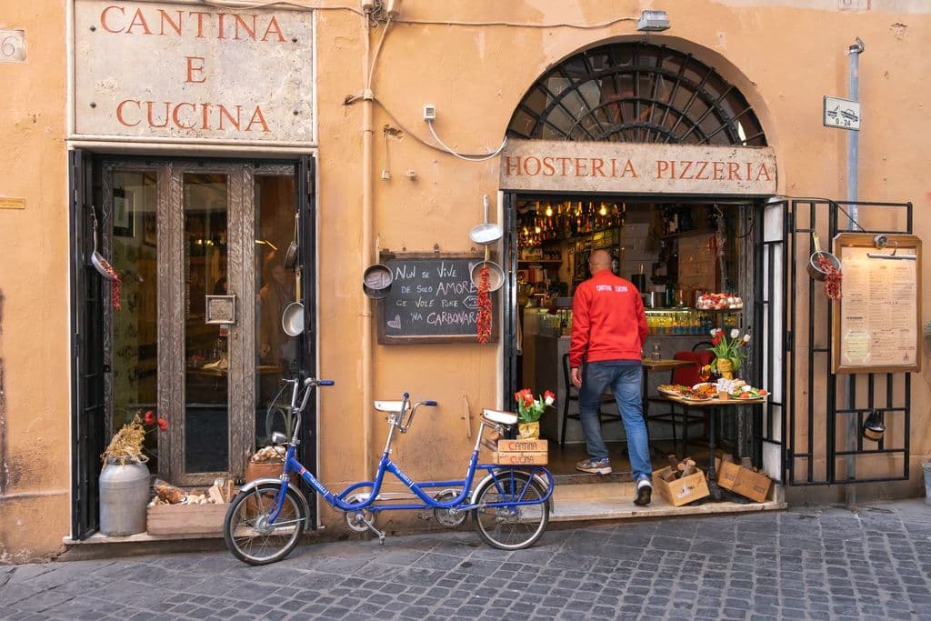 Cantina e Cucina restaurant entrance in Rome, by Vito Giaccari