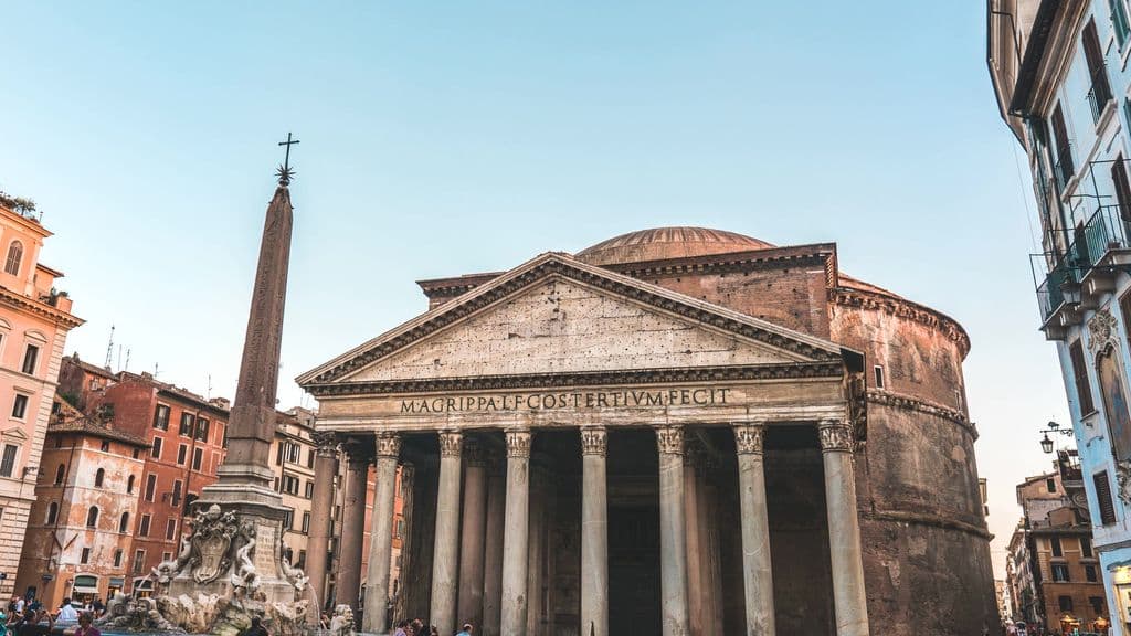 Pantheon facade and piazza in Rome, by Chait Goli