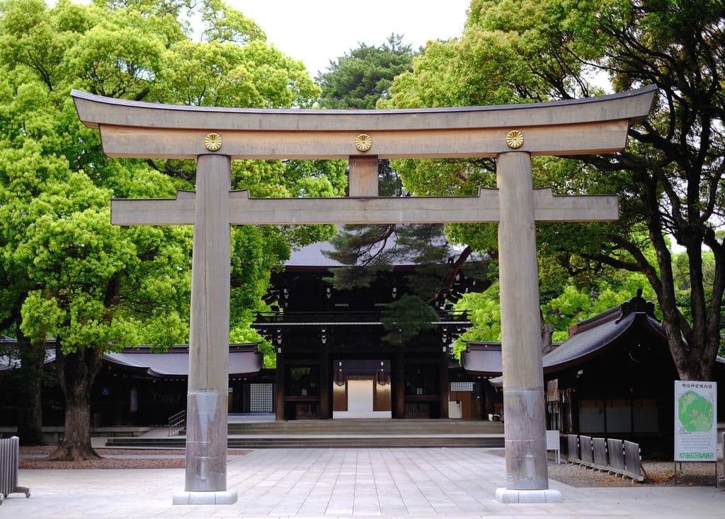 Torii gate at the entrance to Meiji Shrine in Tokyo, by Vinny Anugraha